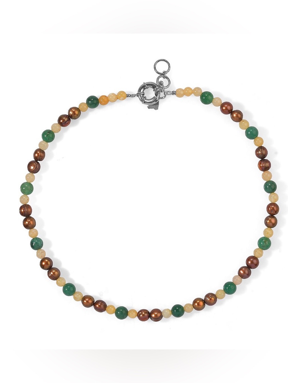 Green & Yellow Aventurine w Bronze Pearl Necklace 70ctw